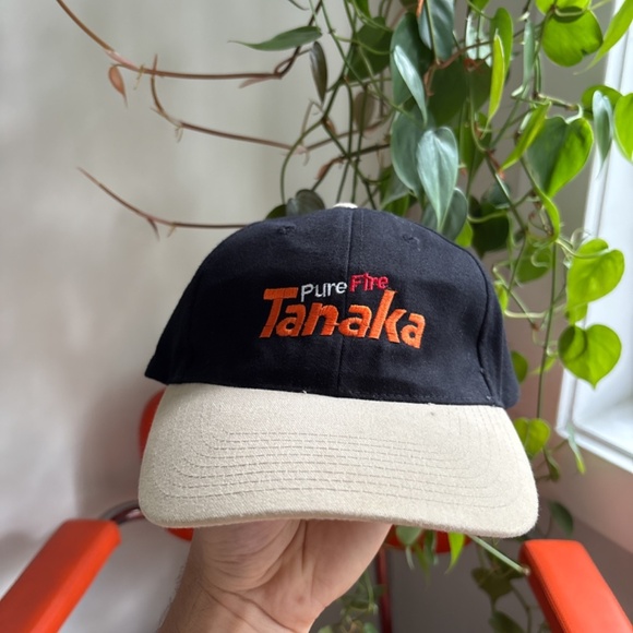 vintage PURE FIRE TANAKA MOTORS baseball cap black beige strapback - Picture 7 of 7